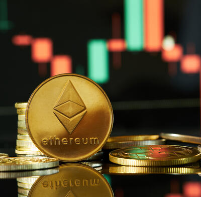 Physical depiction of an Ethereum coin