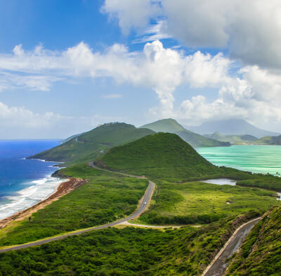 St Kitts and Nevis aerial coastline view