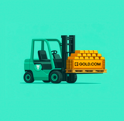Forklift moving gold for Tether
